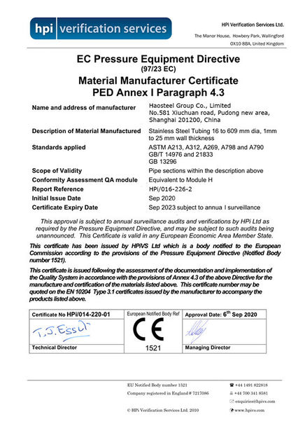 China Shanghai Haosteel Co., Limited certification